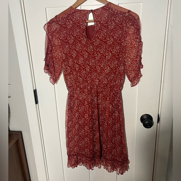 Anthropologie Floreat Red Amber Ruffle Lace Dress Sz 6 - Picture 5 of 11